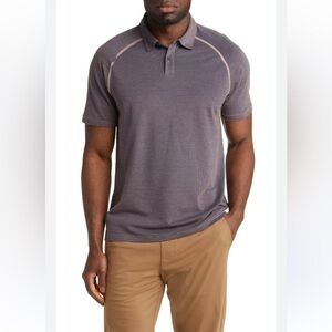 RHONE Delta Pique Blue/Grey Polo, Size XL